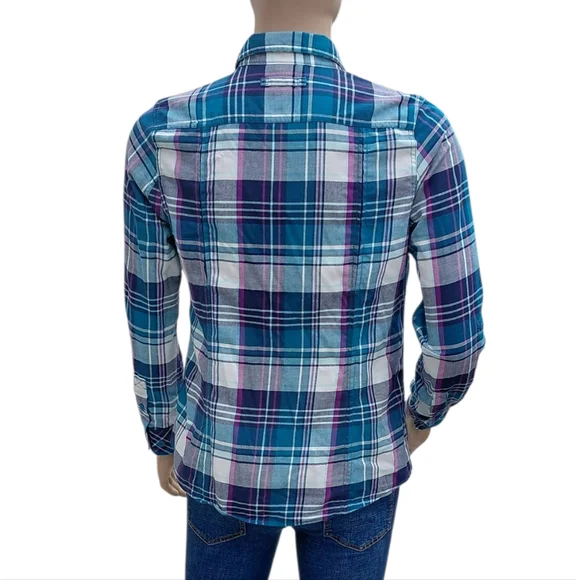 8208....Men's Deluth Trading Co. Blue Plaid Shirt Size Medium - Picture 3 of 6